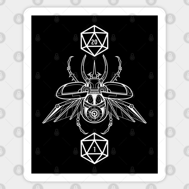 Critical Hit and Critical Fail D20 Scarab Beetle Dungeons Crawler and Dragons Slayer Tabletop RPG Addict Sticker by dungeonarmory